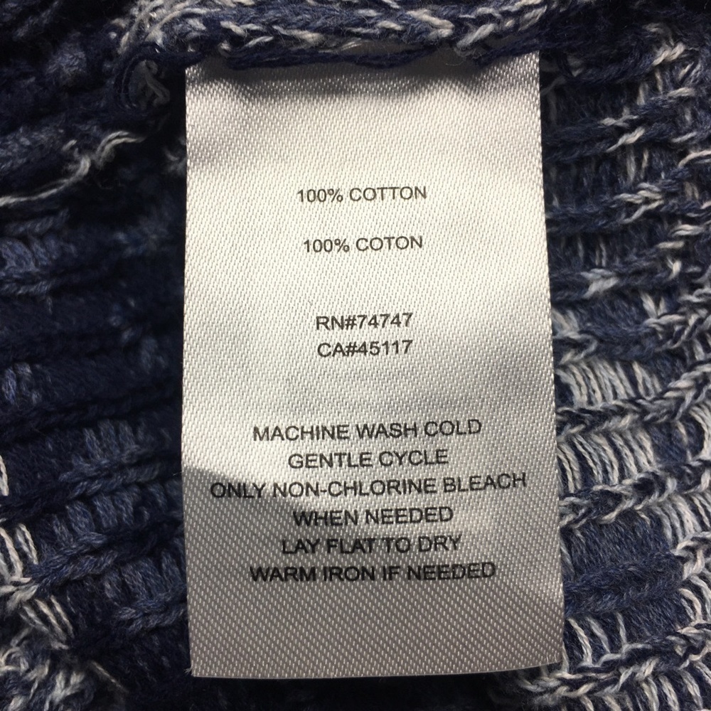 Fair Isle Nordic Hooded Sweater 100% Cotton Blue Cottagecore Cabin Core Pullover - Picture 8 of 8